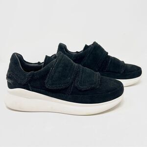 UGG Ashby Spill Seam Trainer Black Suede Laceless Chunky Platform Sneakers 9
